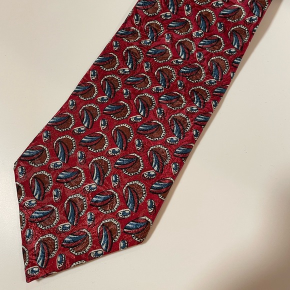 Christian Dior Red Patterned Tie - Picture 1 of 4